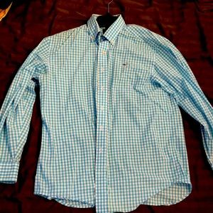 Blue and white checkered Vineyard Vines shirt